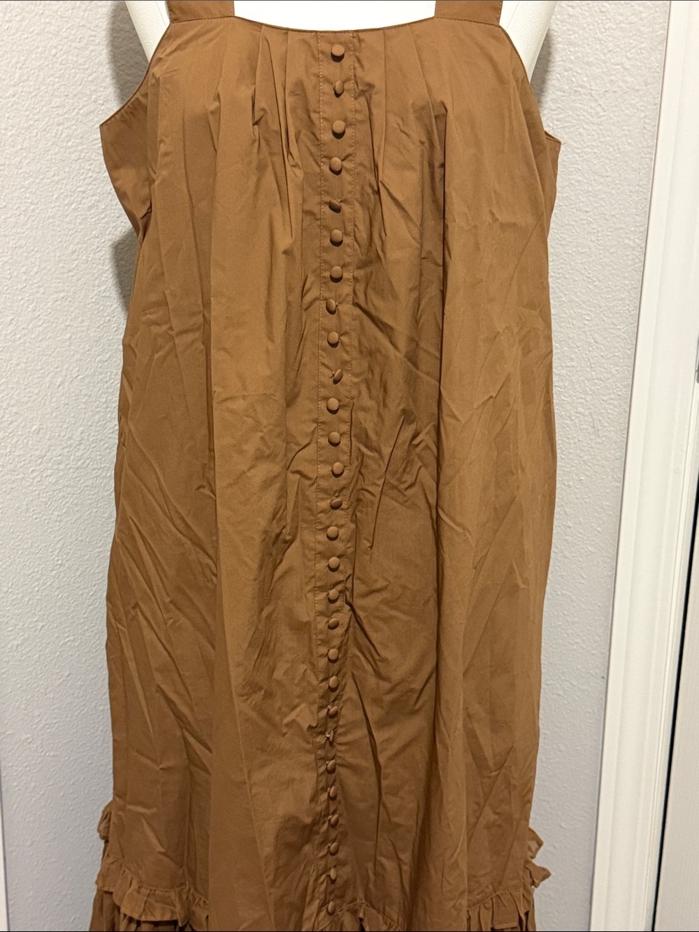 JOSLIN Adrianna Ruffled Organic Cotton-Poplin Maxi Dress Square Neck - Picture 5 of 11